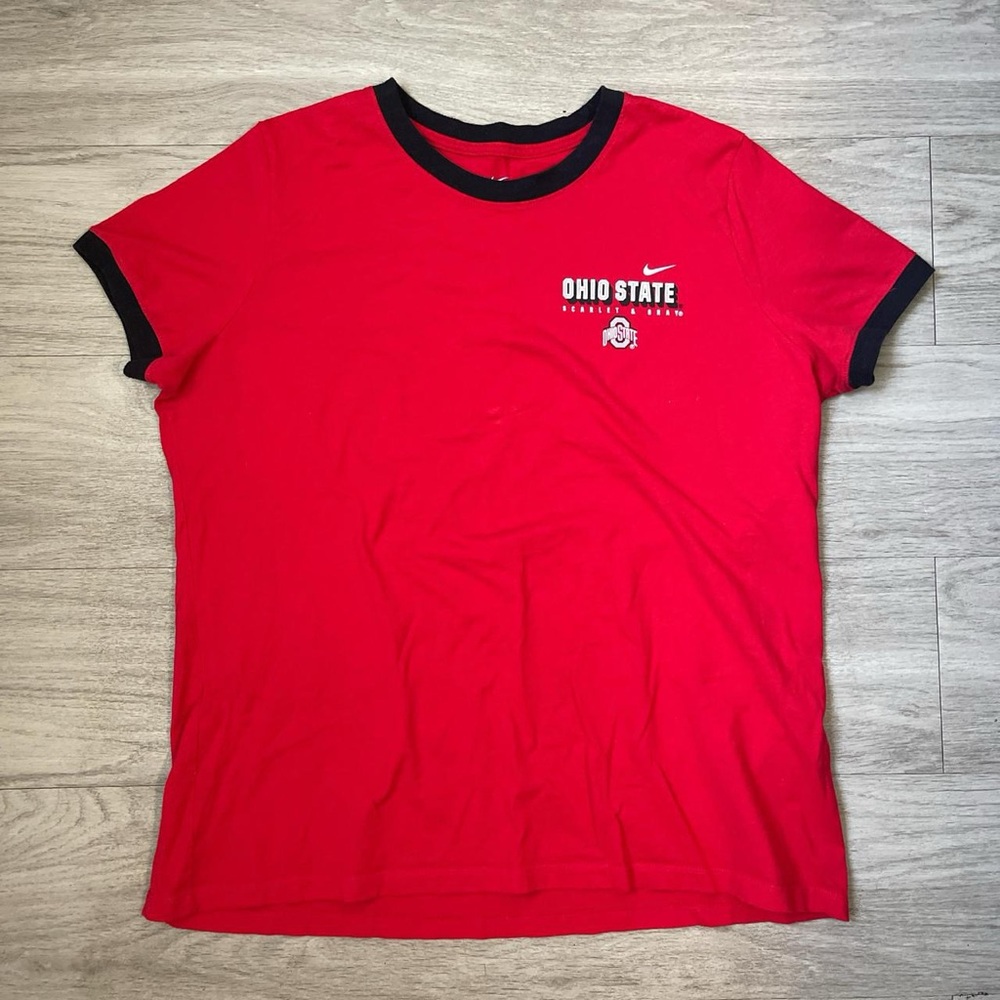 Nike Red Ohio State Short Sleeve Ringer Tee